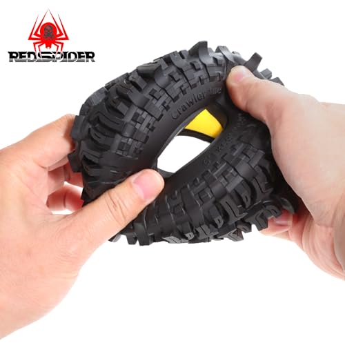 REDSPIDER 1.9'' Crawler Mud Slingers Grappler Tires 1/10 RC Rubber Tyres OD 4.65'' With Super Soft Foam Iiner For 1/10 Crawler Car Traxxas TRX4 RC4WD D90 Axial SCX10 II TF2 Gen8 Tamiya CC01 (Tires)