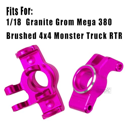 RC Aluminum Front Steering Block Knuckles & C-Hubs Caster Blocks & Rear Hubs Upgrades Parts for 1/18 Granite Grom Mega 380 Brushed 4x4 Monster Truck RTR.Pink(4PCS)