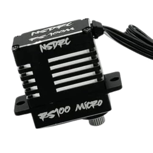 NSDRC RS100 High Torque Micro Servo for SCX24 Servo, TRX4M Servo - Premium Black CNC Aluminum, 5V - 8.4V - 1/24 & 1/18 Scale RC Cars Electronics, Water Resistant (RS100 - Micro SERVO)