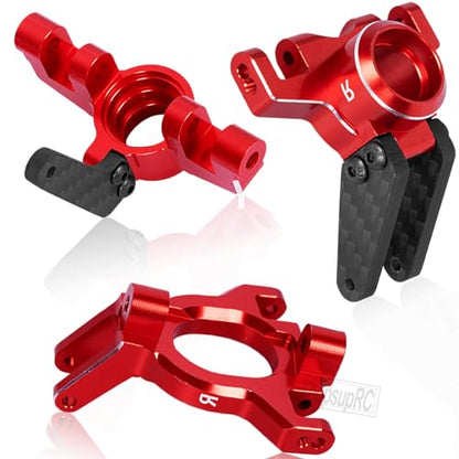 Upgrades Parts for 1/10 4x4 Kraton/Outcast 4S BLX,1/8 Mojave 4X4 4S BLX,Aluminum Front Steering Block Knuckles & C-Hubs Caster Blocks & Rear Hubs Hops Up,Red - color: Red(for Mojave 4s )