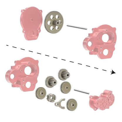 RC car Components Compatible with FMS for FCX24 for FCX18 for LC80 1/24 1/18 RC Crawler Upgrade Parts Steel Transmission Gear Complete Gearbox Gears Set