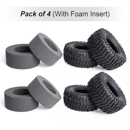 Hobbypark 2.2 Crawler Tires fit 2.2 Beadlock Wheel Rims for Traxxas TRX4 Axial SCX10 II AX10 Wraith D90 with Foam Inserts (4-Pack)