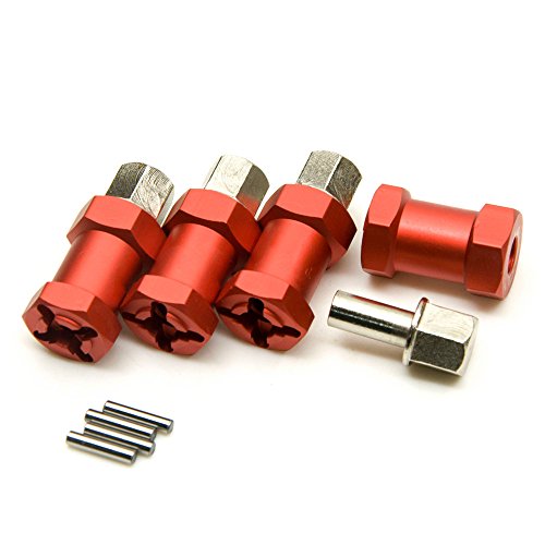 RC 12mm Wheel Hex Drive Hubs Combiner Coupler Aluminum 15mm/20mm/25mm/30mm Offset Extension Longer Combiner Drive Adapter for 1/10 Axial SCX10 Wraith RC Car Upgrade Parts (Red - 20mm) - color: Red - 20mm