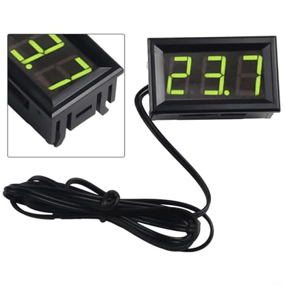 Digital Temperature Meter with Probe, LED Display DC 5-12V Car Temperature Panel Meter Gauge -50~110°C Temperature Gauge Sensor(Green) - color: Green