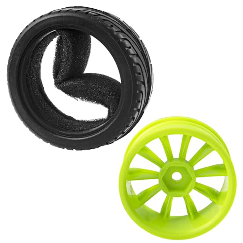 10-Spoke RC 12mm Hex Hub Wheel Rims & Rubber Tires Compatible with HSP Tamiya HPI Kyosho 1/10 On-Road Touring Car,WLtoys 1/14 144001 Traxxas 1/16 Slash RC 1/18 A959B Buggy (Green) - color: Green