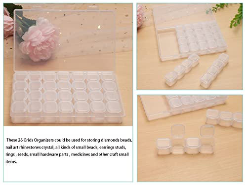 112 Slots 4 Pack 28 Grids Plastic Organizer Box Clear Beads Storage Container Jewelry Case for Art DIY Crafts, Nail Diamonds,Jewelry, Painting (112 Slots 4 Pack 28 Grids) - size: 112 Slots 4 Pack 28 Grids