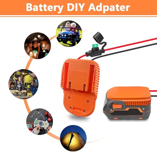 2PCS Power Wheels Adapter for Ridgid AEG 18V Hyper L1815R B1820R L1830R Battery,with 6Pcs Fuse & 2Pcs Wire terminals, 14AWG Wire Power Connector for Rc Car, Rc Truck, DIY(NO Battery) - style: 2pcs for Ridgid 18v