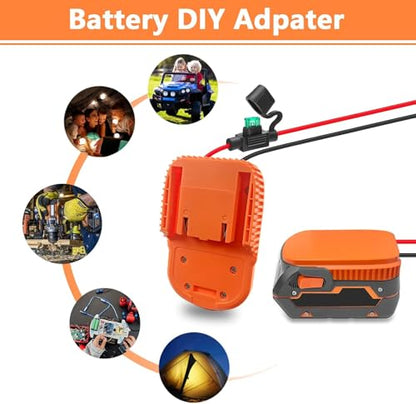 2PCS Power Wheels Adapter for Ridgid AEG 18V Hyper L1815R B1820R L1830R Battery,with 6Pcs Fuse & 2Pcs Wire terminals, 14AWG Wire Power Connector for Rc Car, Rc Truck, DIY(NO Battery) - style: 2pcs for Ridgid 18v