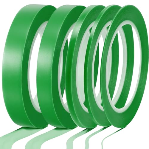 Xuniea 5 Rolls Fine Line Vinyl Tape, 1/16, 1/8, 1/4, 1/2, 3/4 Inch, Green | Masking Tape Automotive Car Auto Paint for Curves, High Temperature Vinyl Low Tack - color: Green, size: 1/16, 1/8,1/4, 1/2, 3/4 Inch
