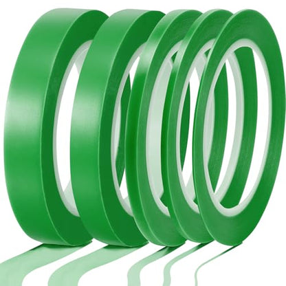 Xuniea 5 Rolls Fine Line Vinyl Tape, 1/16, 1/8, 1/4, 1/2, 3/4 Inch, Green | Masking Tape Automotive Car Auto Paint for Curves, High Temperature Vinyl Low Tack - color: Green, size: 1/16, 1/8,1/4, 1/2, 3/4 Inch