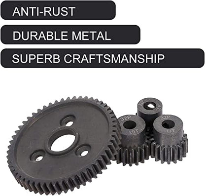 Rc Metal Steel 54T 32P Spur Gear with 15T/17T/19T Pinions Gear Sets Replace 3956 for Traxxas Slash 4x4 4WD/2WD/VXL Rally/Stampede 4x4 VXL/Summit/E-REVO/T-Maxx/Rustler 4X4 VXL