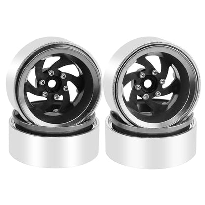 ModuWheel 1.3" Negative Offset Aluminum + Carbon Fiber Base Beadlock Wheels for 1/24 1/18 SCX24 TRX4m Ascent-18 RC Crawler (gray) - color: gray