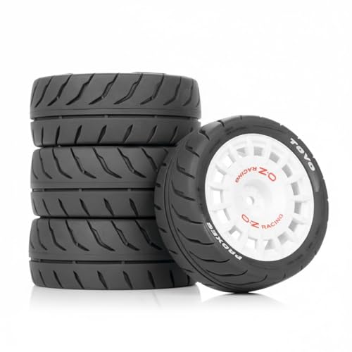 4PCS 1/10 RC Rally Tires & Rims, 68x28mm 12mm Hex Wheel Set, Fits for Traxxas Tamiya HPI WR8 1/10 Scale On-Road Car (White) - color: White