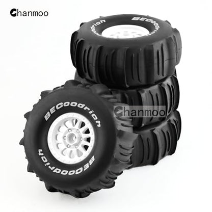 1/7 1/8 RC Short Course Truck Car Tires and Wheels Rims 17mm Hex Snow Sand Buggy Desert Tyres with Foam Insert for 1:7 Scale RC Off Road Truck Car TRAXXAS UDR 85086-4 4Pcs (A White) - color: A White
