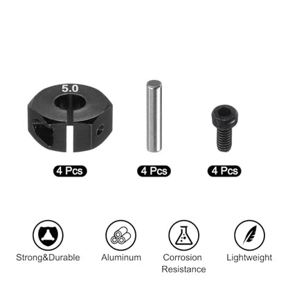 MECCANIXITY Aluminum 12mm Wheel Hex Hubs Drive Adapters Black 5mm Thickness with Screws and Pins for RC Car Upgrade Replacement Parts 4Pcs - color: Black, size: 5mm