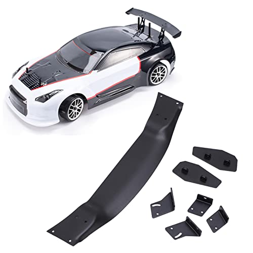RC Car Rear Wing Spoiler Aluminum Alloy High Performance Racing Upgrade Part for 1/10 Scale On Road Drift Cars Universal Fit Black 185mm Length