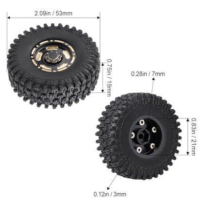 HobbyPark Brass 1.0 Beadlock Wheels & Tires for 1/18 TRX4M Upgrades Parts 1/18 SCX24 1/24 RC Crawler Replacement, Set of 4 (Type A) - style: Type A
