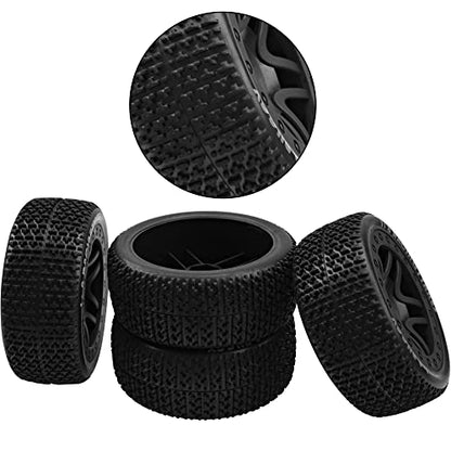 17mm Hex Hub 4.40''OD Rubber Tires & Plastic Wheel Rim w/Foam Compatible with 1/8 Arrma Python Kraton Redcat Kyosho Traxxas Sledge Losi HPI 1/8 Off-Road RC Buggy (T Style) - style: T Style