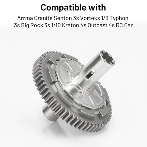 daitoku 57T Metal Steel Slipper Clutch Spur Gear Upgrade Replace Part for Arrma Granite Senton 3s Vorteks 1/10 Kraton 4s Outcast 4s 1/8 Typhon 3s Big Rock 3s RC Car