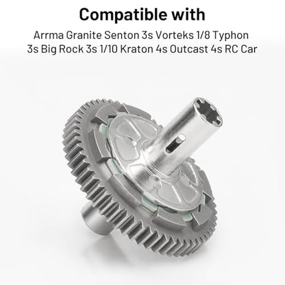 daitoku 57T Metal Steel Slipper Clutch Spur Gear Upgrade Replace Part for Arrma Granite Senton 3s Vorteks 1/10 Kraton 4s Outcast 4s 1/8 Typhon 3s Big Rock 3s RC Car