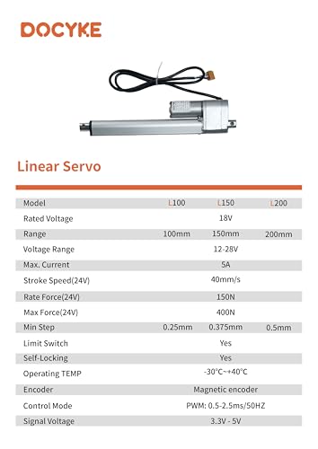 Digital Linear Servo Actuators, Long Stroke 100,150,200 mm, Signal for DIY Robot, Remote Control and Arduino PCB,for Fan Blades Cabinets Home Automation(150mm) - style: 150MM