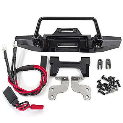 MOHERO Metal Front Bumper Mount with Led Light RC Bumper for 1/18 TRX-4M TRX4M Bronco Defender RC Crawler Car Upgrade Parts - size: Front