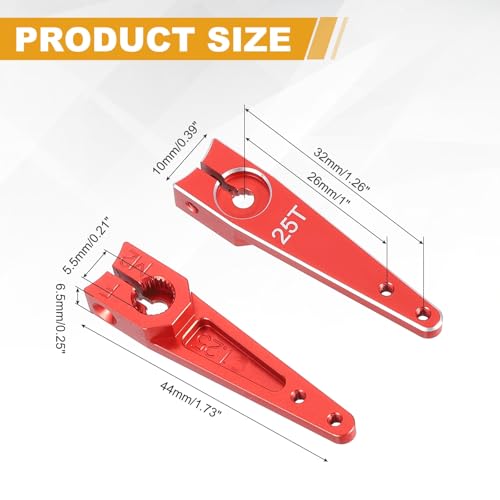 MECCANIXITY Aluminum Alloy 1.25 inch 25T Steering Servo Arm Horn Red for Car/Boat/Airplane Boat Accessories Pack of 3 - color: Red