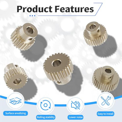 Pinion Motor Gear, M0.6 32T, 1/8 in (3.175mm) Shaft Hole | M0.6 Pitch 32 Teeth, 7075 Aluminum Alloy, 1/8 Inch Shaft Hole, RC Motor Pinion Upgrade, for 1/10 RC Brushless Crawler - size: M0.6 32T