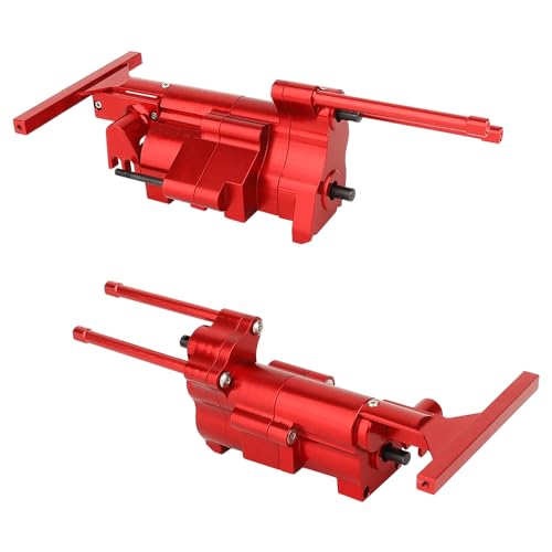 All Metal Gearbox Transmission Case with Gear Set Connector Post Rod for Axial SCX10 Pro 1/10 RC Crawler Upgrade Parts (red) - color: Red