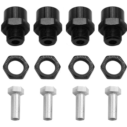 4Pack Share Goo Metal 12mm to 17mm Wheel Hex Drive Hub Adapter Conversion 15mm Offset Extension Compatible with Tamiya Axial RC4WD Traxxas HPI Himoto HSP 1/10 RC Car Buggy Truck Tires (Black) - color: Black