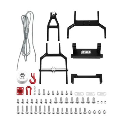 INJORA Tow Truck Crane Kit & INJS2065-360 Winch Servo for TRX4M (Black) - color: Black