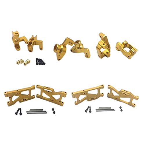5Pcs 14th RC Car Truck Parts Rear Hub Carriers Set Fits WLtoys 144001 - Upgrade Your Kit with Weight & Aluminum Construction - Perfect for DIY Enthusiasts and - Golden, Red - color: Golden