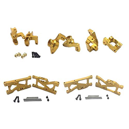 5Pcs 14th RC Car Truck Parts Rear Hub Carriers Set Fits WLtoys 144001 - Upgrade Your Kit with Weight & Aluminum Construction - Perfect for DIY Enthusiasts and - Golden, Red - color: Golden