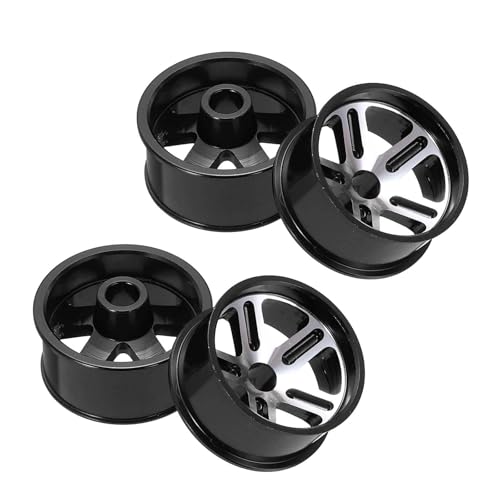 MECCANIXITY 4Pcs RC Car Wheel Rims, 20.5mm Dia 5-Spoke Black Aluminum Alloy Wheel Rims Hex Hub for HSP RC Drift Racing Touring Car - color: Black, size: 20.5mm Dia