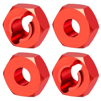 4Pcs Aluminum Wheel Hex Hubs Adapter RC Hex Combiner, Red | Upgrade Parts, For Losi 1/24 Micro-B 2WD, RC Car Buggy - color: Red