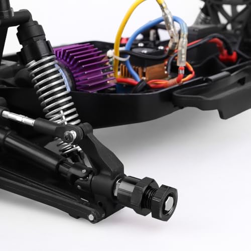 Hobbypark 4-Pack Aluminum Alloy 12mm to 17mm Wheel Hex Hubs Adapter Extension Conversion Nuts for 1/10 RC Car Upgrade 1/8 Tires (Black) - color: Black