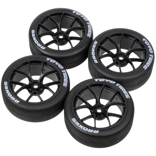 1/10 On-Road RC Car Wheel Rims & Rubber Tire 12mm Hex for Traxxas Nitro 4-Tec 2.0 Tamiya TT-01 / TT-02 HSP HPI (Black) - color: Black
