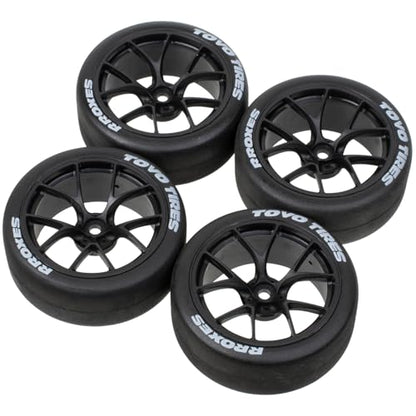 1/10 On-Road RC Car Wheel Rims & Rubber Tire 12mm Hex for Traxxas Nitro 4-Tec 2.0 Tamiya TT-01 / TT-02 HSP HPI (Black) - color: Black