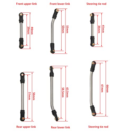 MEUS RACING SCX24 Links High Clearance Chassis Steering Links Set 10pcs 132mm Wheelbase for SCX24 C10 Bronco Wrangler 1/24 RC Crawler Car - size: 132mm
