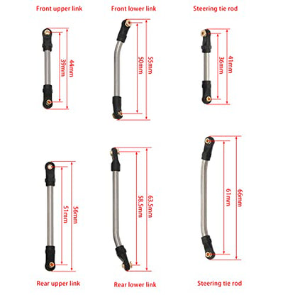 MEUS RACING SCX24 Links High Clearance Chassis Steering Links Set 10pcs 132mm Wheelbase for SCX24 C10 Bronco Wrangler 1/24 RC Crawler Car - size: 132mm
