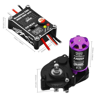 GOUPRC 1224 4500KV Brushless Outrunner Motor with Transmission & Upgrade 30A Brushless Esc for SCX24 RC Crawler Axial 1/24 RC Crawler Buggy Truck - style: Black Transmission