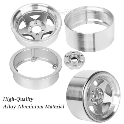 RC 2.2" Beadlock Wheels and Tires for 1/8 1/10 RC Crawler SCX10 III 90046 TRX4 D90,2.2in Beadlock RC Rims 2.2in RC Beadlock Tires,4pcs,Silver - color: Silver(4pcs)