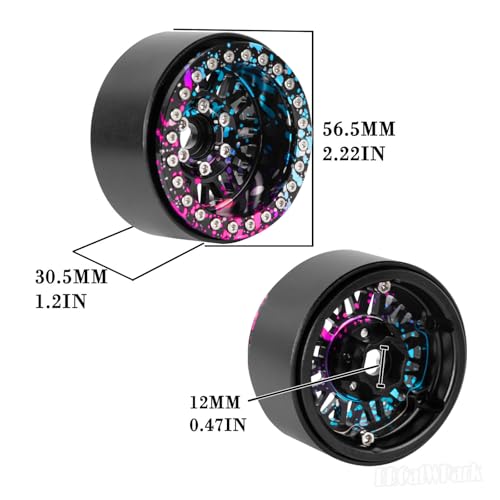 RC 1.9 Wheel Rims for 1/10 SCX10 SCX10 II 90046 SCX10 III AXI03007 SCX10 Pro TRX4 TRX6 Gen7/8 D90 VS4-10 MST CFX RC Crawler Car,4pcs Aluminum 1.9 Wheel Rims,Navy Blue - color: Navy Blue - (Rims)
