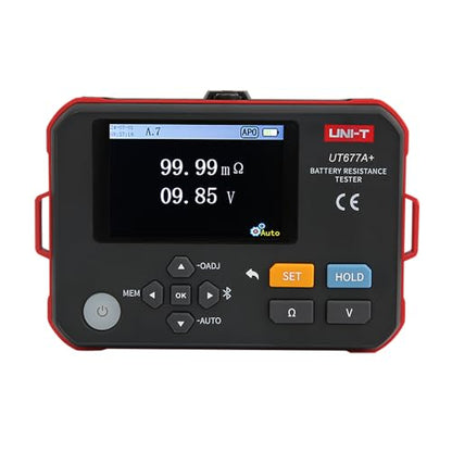 UNI-T Battery Internal Resistance Tester & Voltage Meter for DC 120V 3Ω Batteries Car Battery Tester AAA AA Battery, Digital Smart Battery Analyzer for Household Automotive UT677A+
