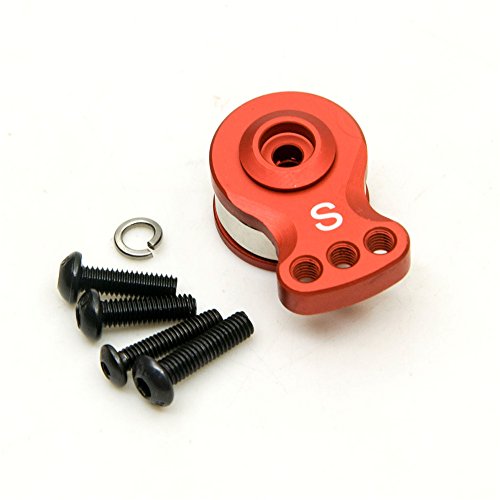 RC 25T Servo Saver Aluminum 3 Holes Adjustable Servo Horn 25T Adjustable Arm Compatible with Futaba Tamiya Servos 1/10 RC Car Crawler SCX10 Capra TRX4 TRX6 RC Boat Parts (Red-S) - color: Red-s