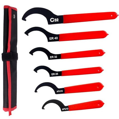 Coilover Spanner Wrench Set 6PCS Universal Shock Adjustment Tool | Steel Hook Wrench Set for Coil Over Suspension Adjustment and Motorcycle Shock Settings, Universal Spanner Tools