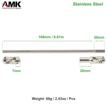 AMK 68-229mm Severable Ruled SCX10 Driveshaft Stainless Steel TRX4 Drive Shaft for 1/10 RC Crawler Sportys Scalers GSPEED Axial Capra UTB10 Pro Upgrades DIY LCG Rig (2Pcs Silver) - color: 2pcs Silver