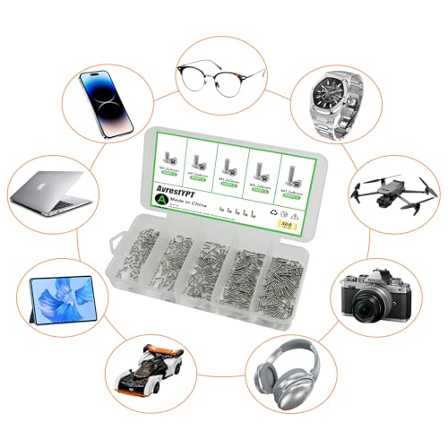 500Pcs 304 Stainless Steel Metric Micro Screws Nuts Assortment, M1.2x3/4/5/6/8mm Sizes, Phillips Pan Head, Fully Threaded Kit for Arduino, RC Models, Electronics, DIY Projects - size: M1.2x3/4/5/6/8-500Pcs