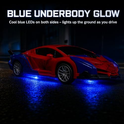 2.4GHz RC Spider Car, Transforming Robot Stunt Vehicle | ABS body, rubber wheels, 360° spin, one‑key deformation, auto demo, 2 rechargeable batteries, holiday gifts - color: Red - Spider
