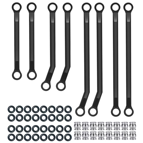 RCHUBAM 8PCS RC Heightened Links Set for 1/18 TRX4M K10 F150 | Aluminum Chassis Link Rod End Kit for TRX4M,RC Replacement Accessories - color: Black